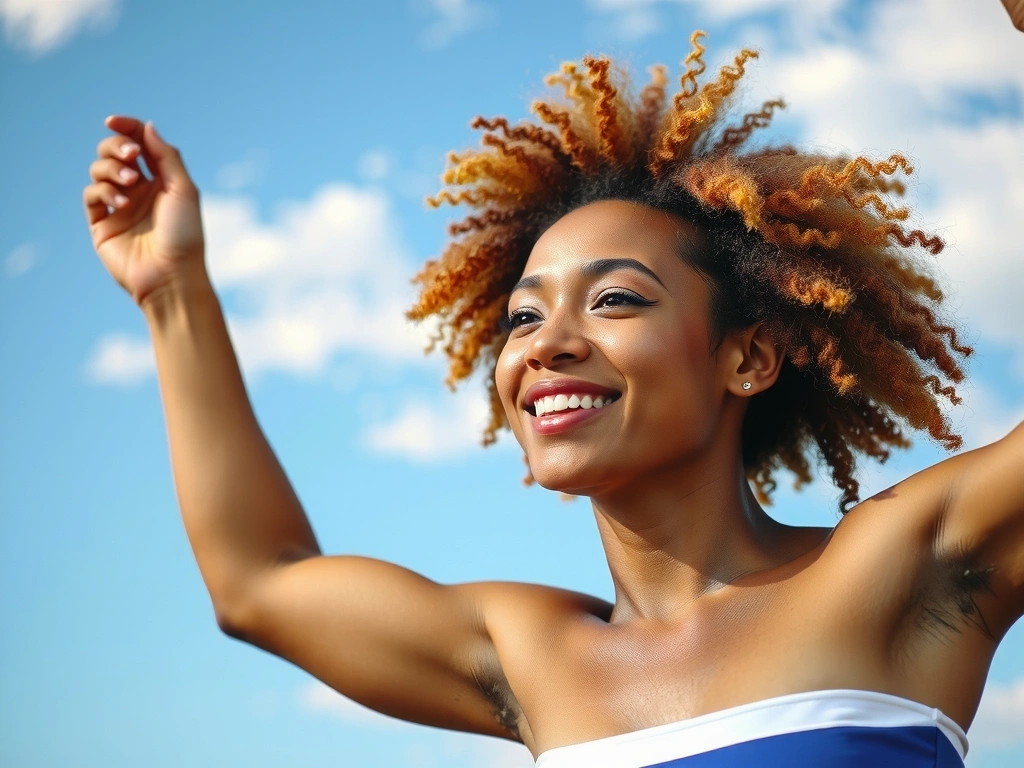 Dynamic image of a person feeling energetic and vibrant, possibly exercising or enjoying nature, bright and uplifting, no text.